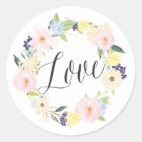 Pastel Spring Floral Wreath | Love Stickers