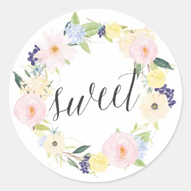 Pastel Spring Floral Wreath | Sweet Stickers (Front)