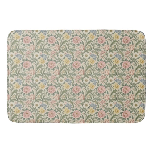 Pastel Spring Flowers Bath Mat (Front)