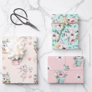 Pastel Spring Flowers Wrapping Paper Sheets