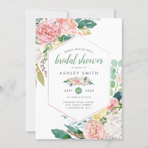 Pastel Spring | Modern Floral Frame Bridal Shower Invitation