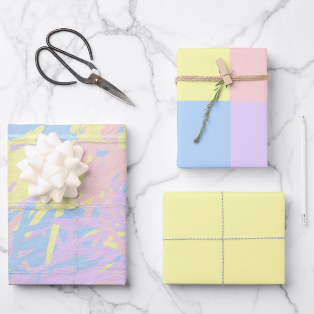Pastel Spring Paint Splatter Wrapping Paper Sheets (Front)