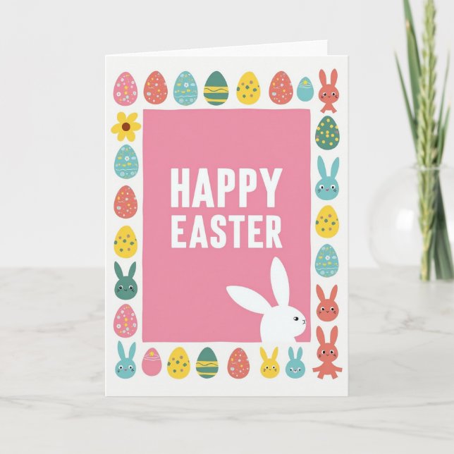 Pastel Spring Pattern Easter Card (Front)