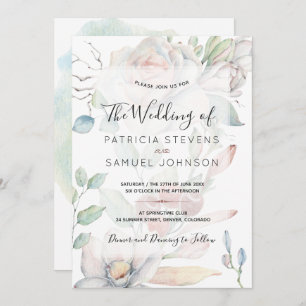 Pastel spring secret garden watercolor wedding invitation