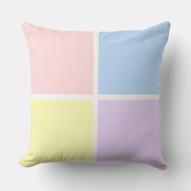 Pastel Spring Squares Outdoor Pillow (Front)