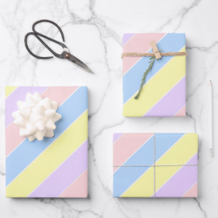 Pastel Spring Stripes Wrapping Paper Sheets