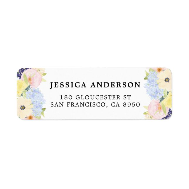 Pastel Spring Watercolor Flowers Label (Front)