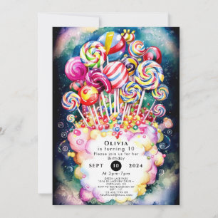 Pastel Sprinkle Candyland Birthday Invitation