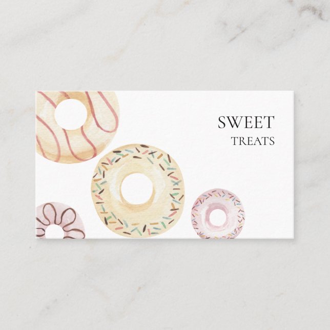 Pastel Sprinkle Dounut Sweet Treat Template Business Card (Front)