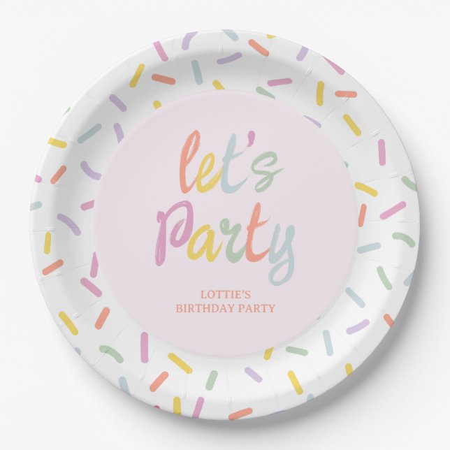 Pastel Sprinkles Birthday  Paper Plates (Front)