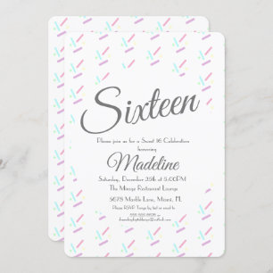 Pastel Sprinkles Ice Cream Party Sweet 16 Quince Invitation