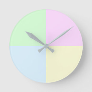 Pastel Squares Modern Round Clock
