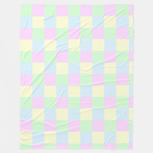 Pastel Squares Pattern Fleece Blanket (Front)