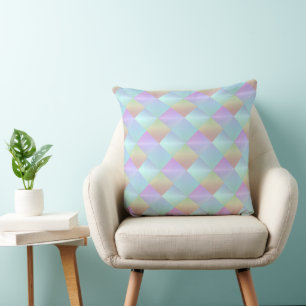 Pastel Squares Pattern Throw Pillow