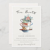 Pastel Stacked Cups Baby Shower Tea Party Invite (Front/Back)