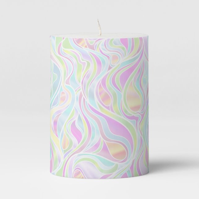 Pastel Stained Glass Abstract Pillar Candle (Front)