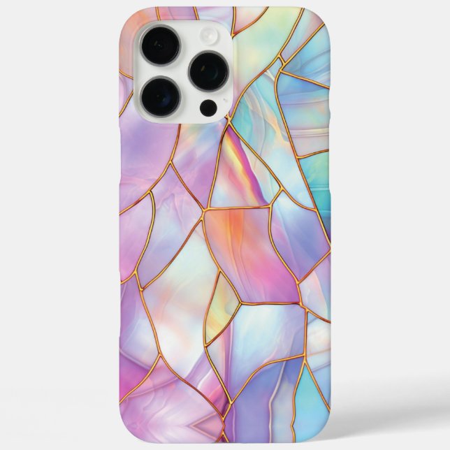 Pastel Stained Glass Gold Lines Case-Mate iPhone Case (Back)