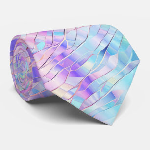 Pastel Stained Glass Rainbow Pattern Neck Tie
