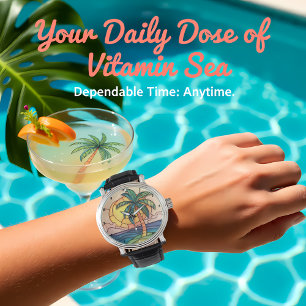Pastel Stained Glass Tropical Sunset Watch