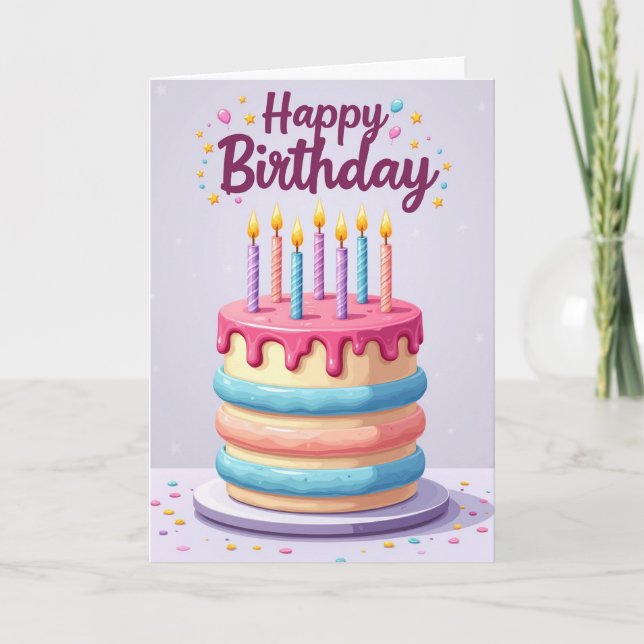 Pastel Star Birthday Card (Front)