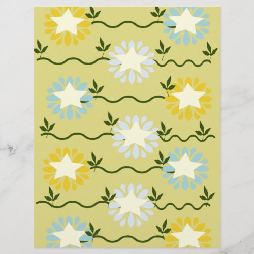 Pastel Star Floral Pattern Scrapbook Paper