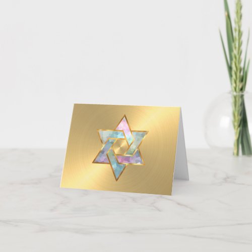 Pastel Star of David Gold Thank You Card