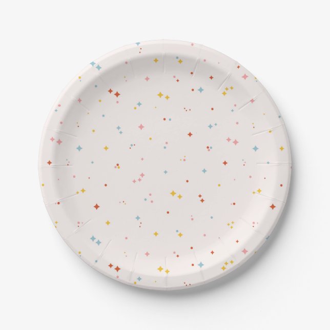 Pastel Star Pattern Paper Plates (Front)
