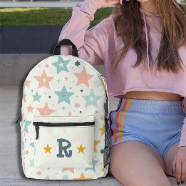 Pastel Star Pattern Personalized Monogram Printed Backpack