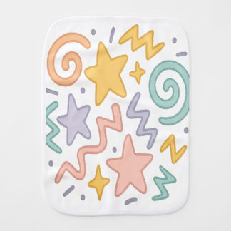 Pastel Starburst Doodles Baby Burp Cloth