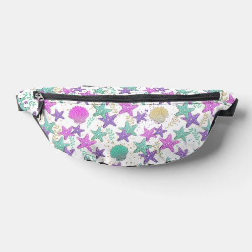 Pastel Starfish and Clam Beach Pattern Fanny Pack