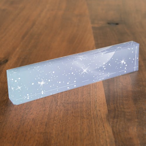 Pastel Starry Sky Blue Gradient Moon Galaxy Design Desk Name Plate