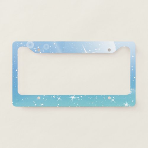 Pastel Starry Sky Blue Gradient Moon Galaxy Design License Plate Frame