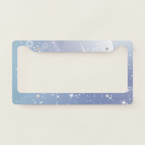 Pastel Starry Sky Blue Gradient Moon Galaxy Design License Plate Frame