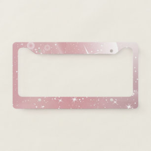 Pastel Starry Sky Pink Gradient Moon Galaxy Design License Plate Frame