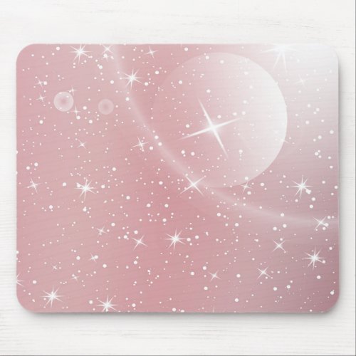 Pastel Starry Sky Pink Gradient Moon Galaxy Design Mouse Pad