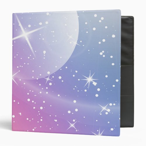 Pastel Starry Sky Pink Purple Gradient Moon Galaxy 3 Ring Binder