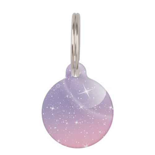 Pastel Starry Sky Pink Purple Gradient Moon Galaxy Pet ID Tag