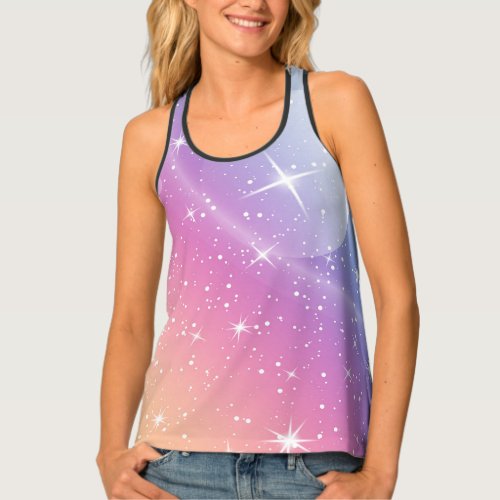 Pastel Starry Sky Pink Purple Gradient Moon Galaxy Tank Top