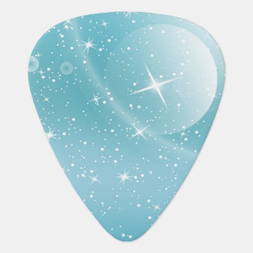 Pastel Starry Sky Teal Gradient Moon Galaxy Design Guitar Pick