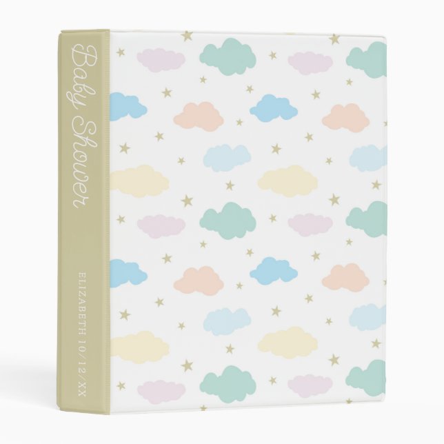Pastel Stars & Clouds | Baby Shower Memories Mini Binder (Front/Spine)