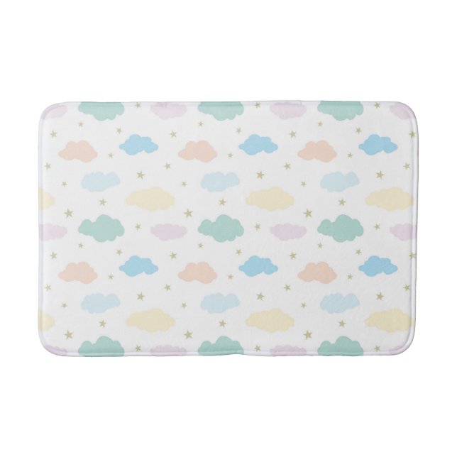 Pastel Stars & Clouds Bath Mat (Front)