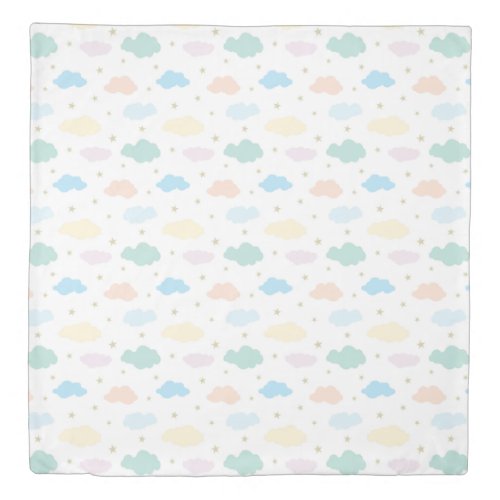 Pastel Stars  Clouds Duvet Cover