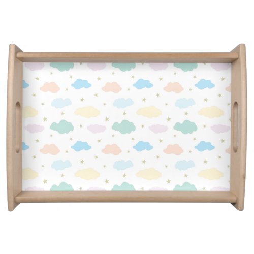 Pastel Stars  Clouds Serving Tray