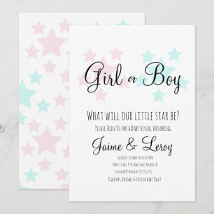 Pastel Stars Gender Reveal He or She  Invitation