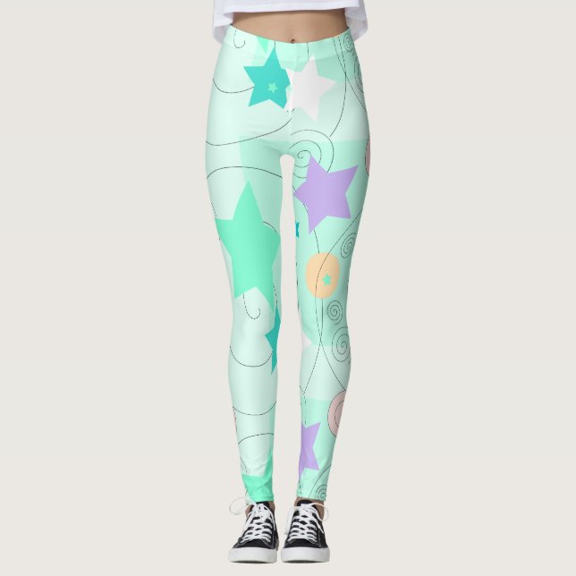 Pastel Stars Girly Holidays Leggings (Front)