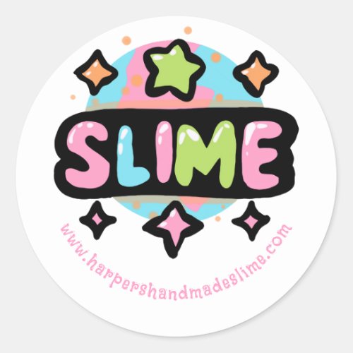 pastel stars slime template logo classic round sticker