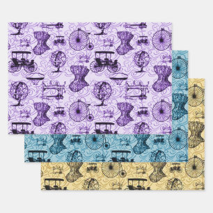Pastel Steampunk Pattern Wrapping Paper Sheets
