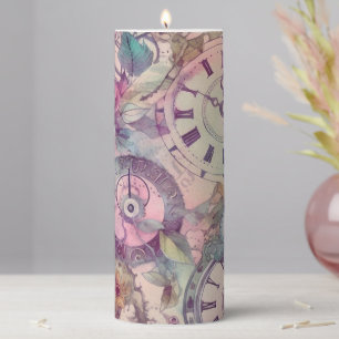 Pastel Steampunk Pillar Candle