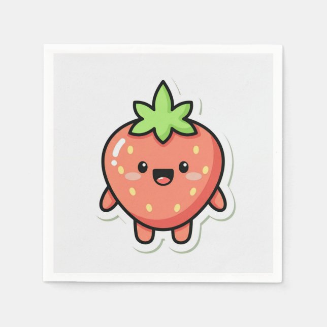 Pastel Strawberry Aesthetic Sticker – Cute Fruit I Napkins (Front)