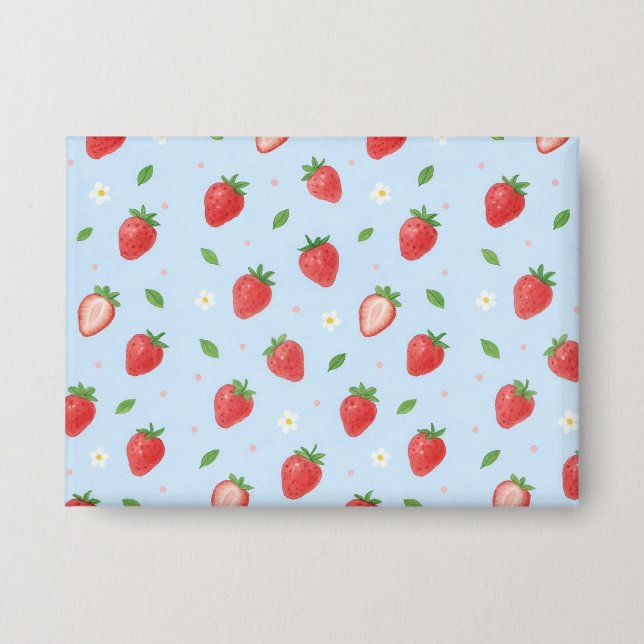 Pastel Strawberry Dreams Seamless Pattern Button (Front)